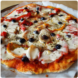 The International Cooking Blog - pizza red peppers black olives