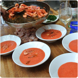 Watermelon Gazpacho with Shrimp - Cooking with Enrica Rocca
